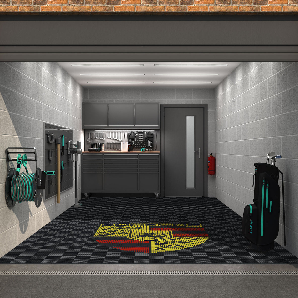 Porsche Crest Garage Floor Graphics Kit | Versoflor mosaic kits Versoflor