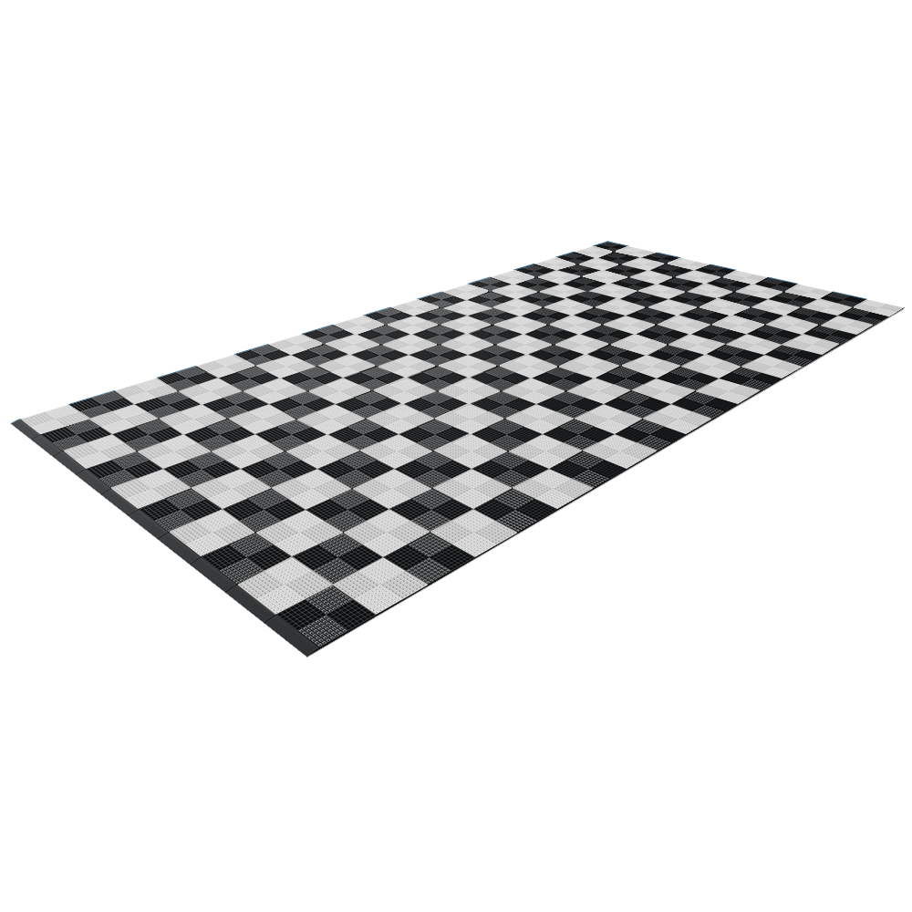 Versoflor Upflor Charcoal Black / Light Grey - Chequered Interlocking Floor Tile Garage Kit Garage Flooring Pack Versoflor