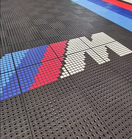 Garage Floor customised with Msport style logo Versoflor