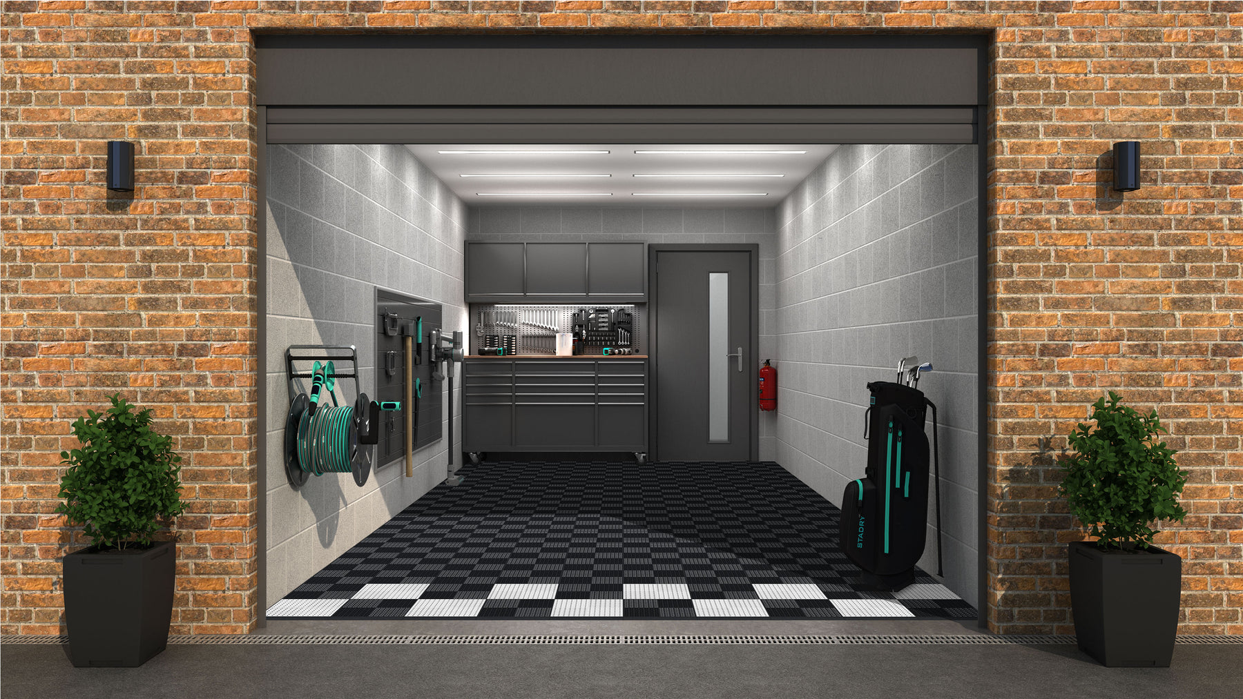 Full Garage Kit of Versoflor Upflor with finish line design Garage Flooring Pack Versoflor