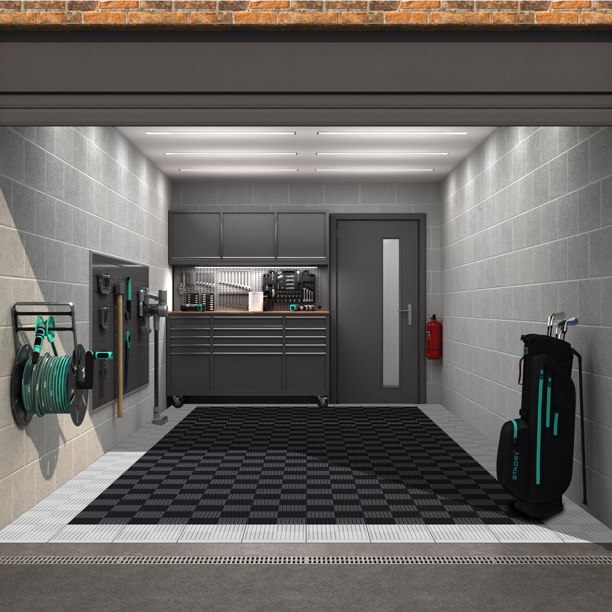 Full Garage Kit of Versoflor Upflor with outer border Garage Flooring Pack Versoflor
