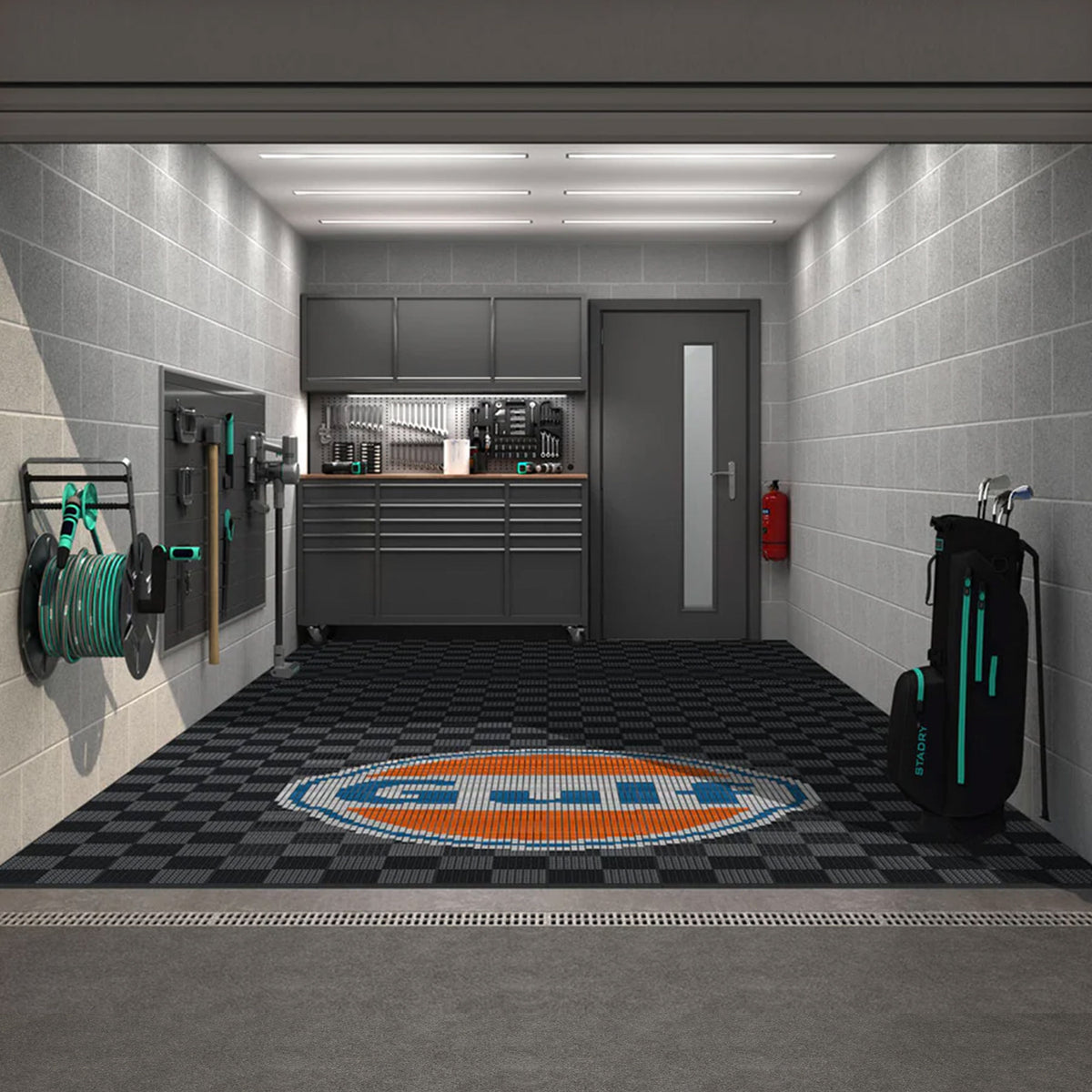 Gulf McQueen Style Graphics Upgrade Kit for your Garage Floor