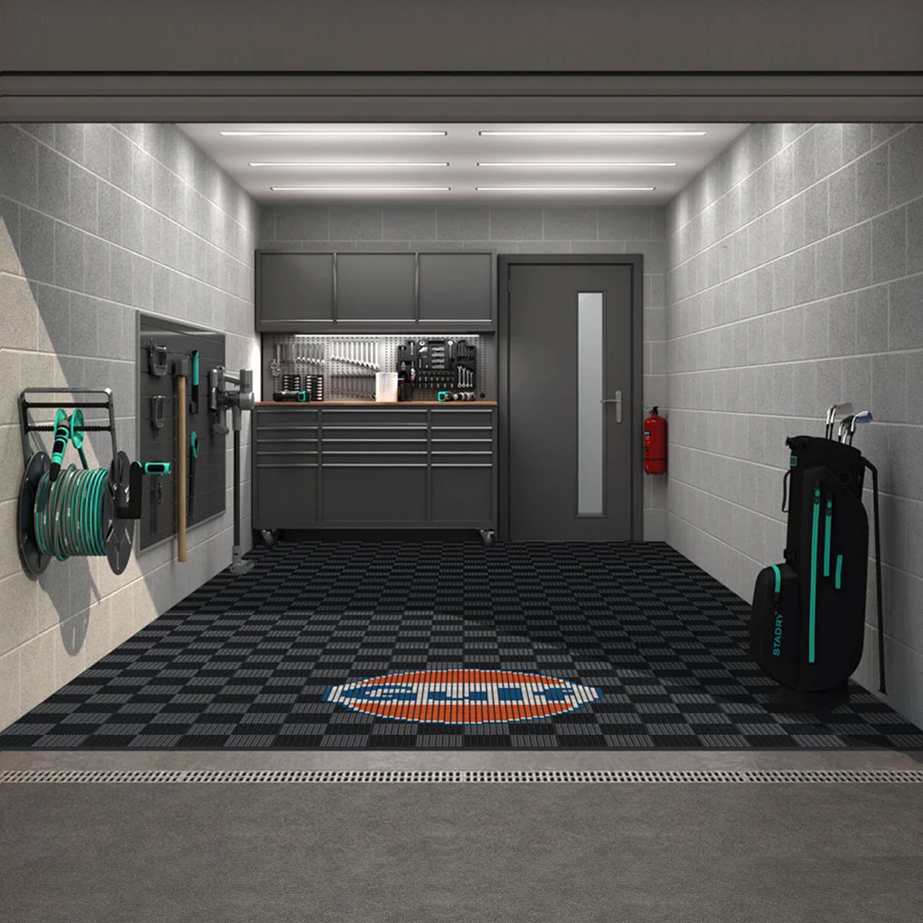 Gulf McQueen Style Graphics Upgrade Kit for your Garage Floor