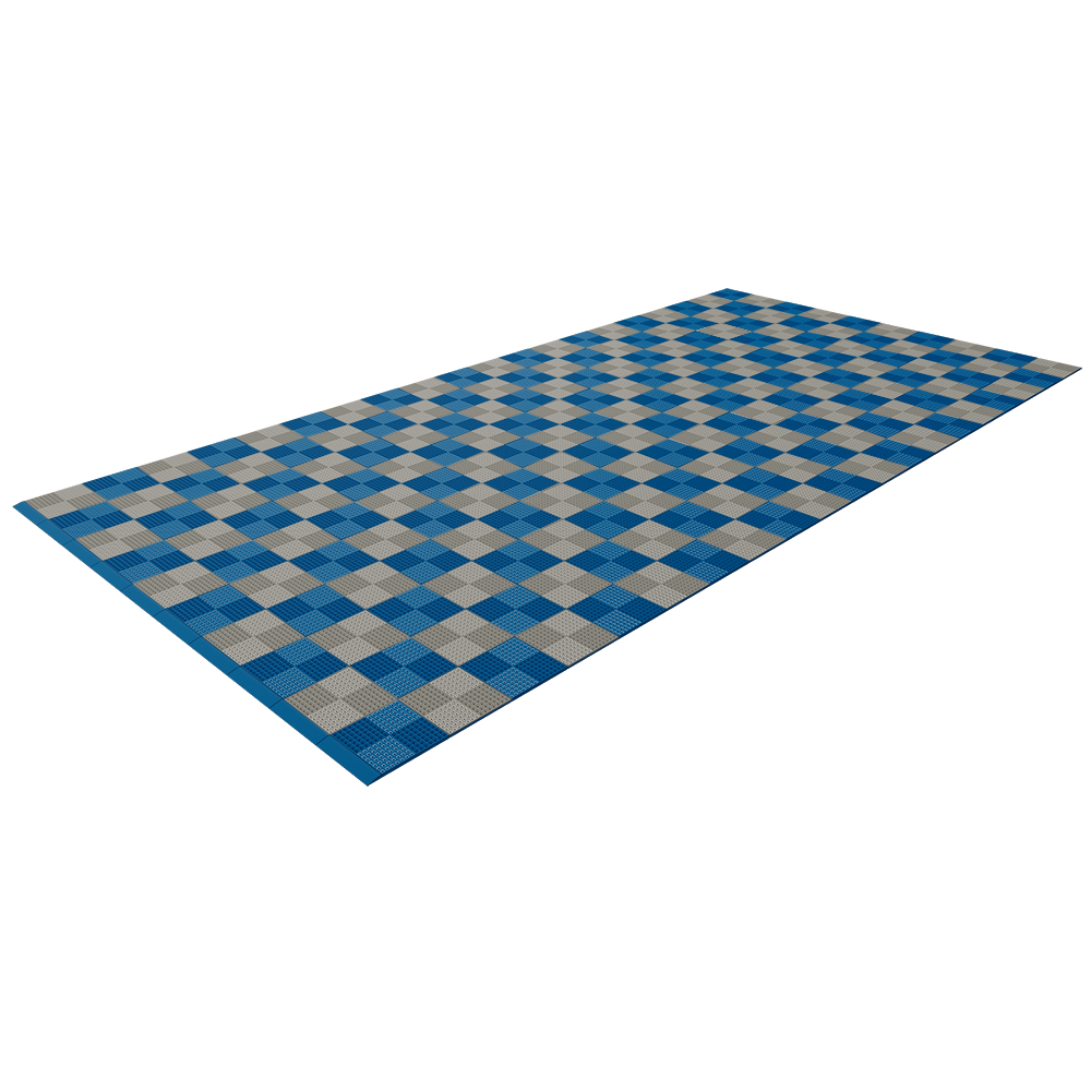 Versoflor UPFLOR Floor Tile Mid Grey / Ocean Blue - Chequered Full Garage Kit Garage Flooring Pack Versoflor   