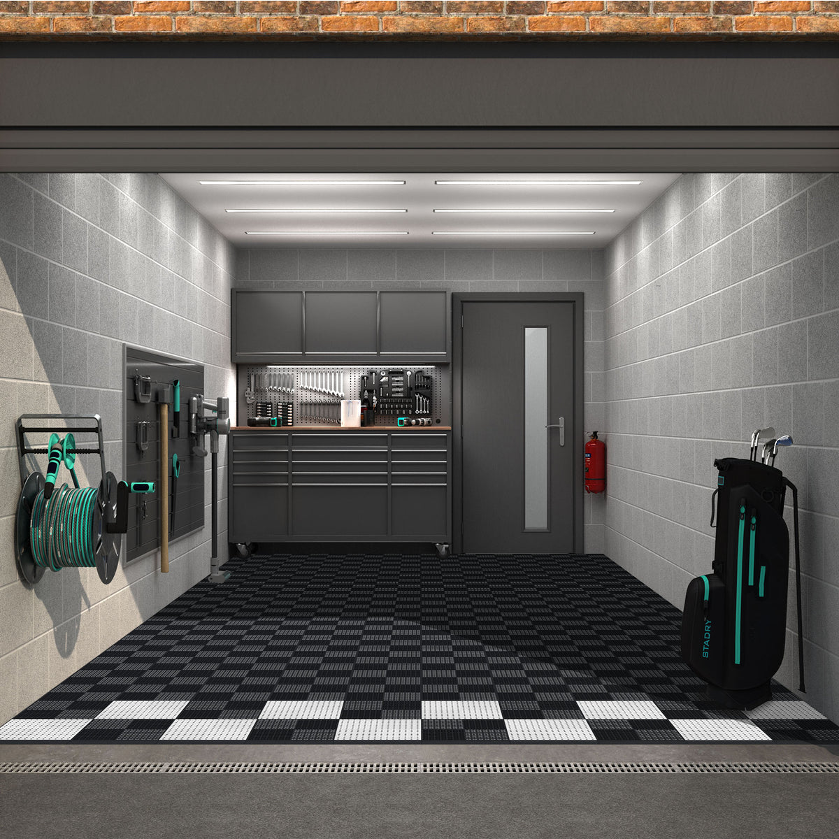 Full Garage Kit of Versoflor Upflor with finish line design Garage Flooring Pack Versoflor